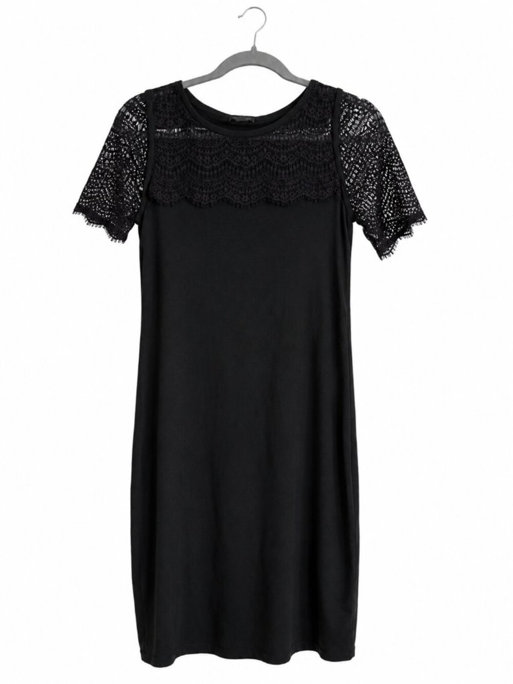Ann Taylor Black Lace Detail Shift Dress